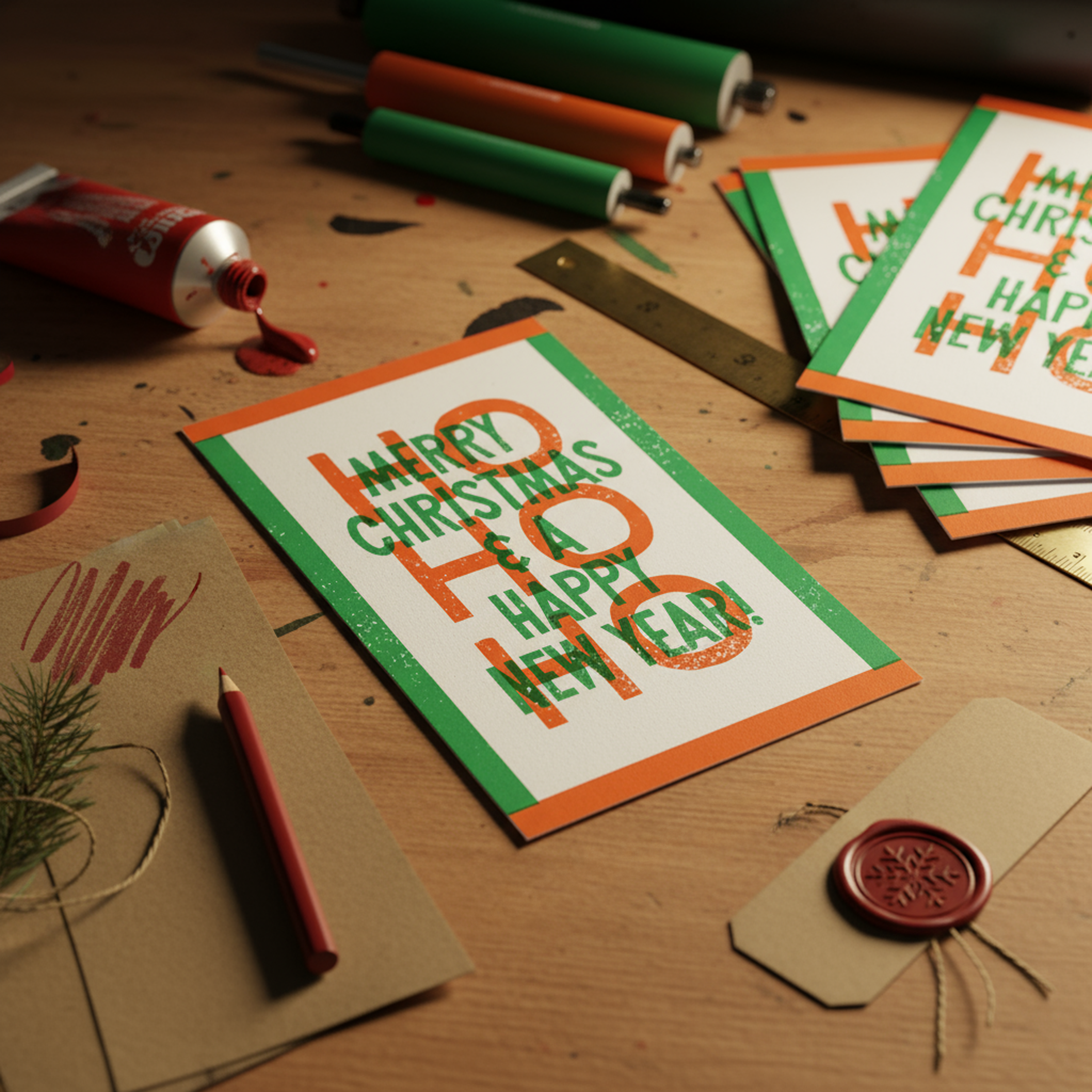 HOHOHO Risograph Style Holiday Cards | Pack of 10