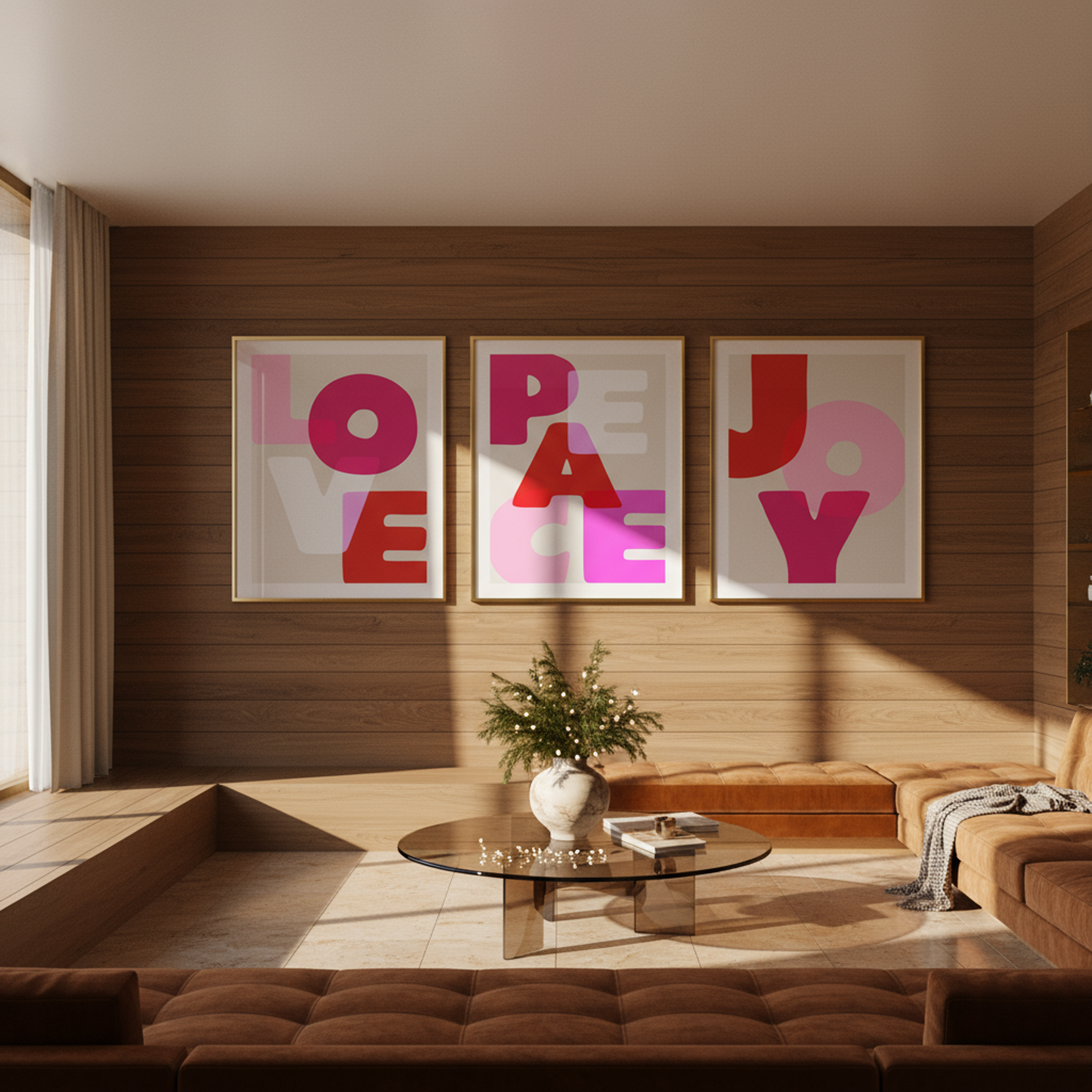 PEACE, LOVE, JOY | Bright & Bold Holiday Wall Print TRIO