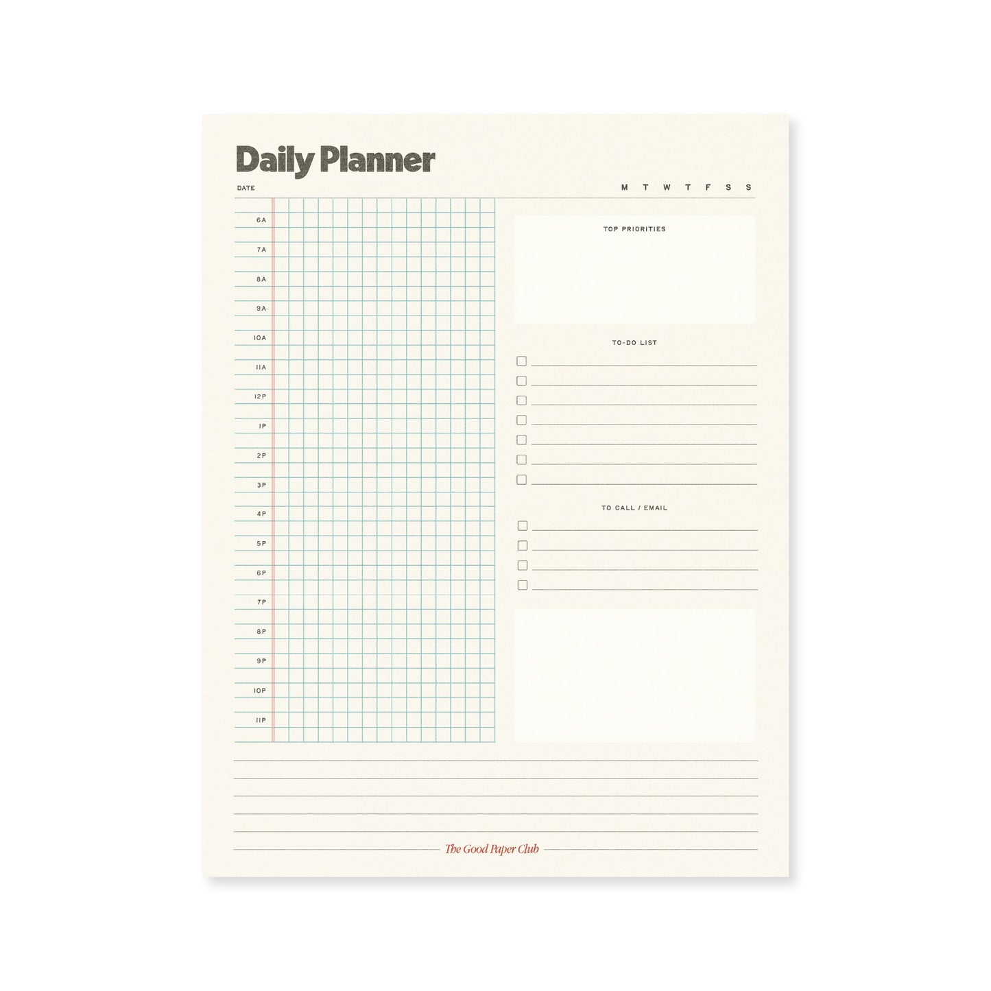 Large Daily Planner, Breakfast Club