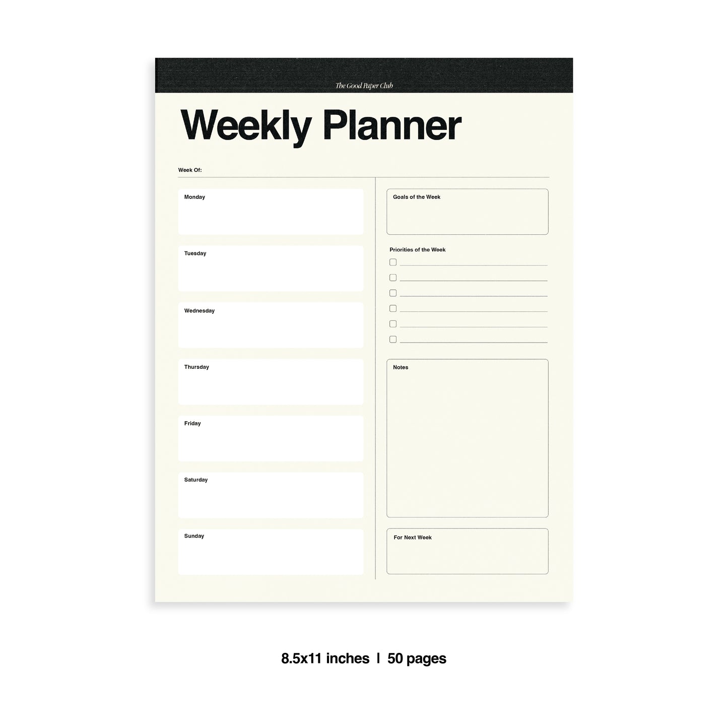 Weekly Planner, Copy/Fax Collection, 8.5x11