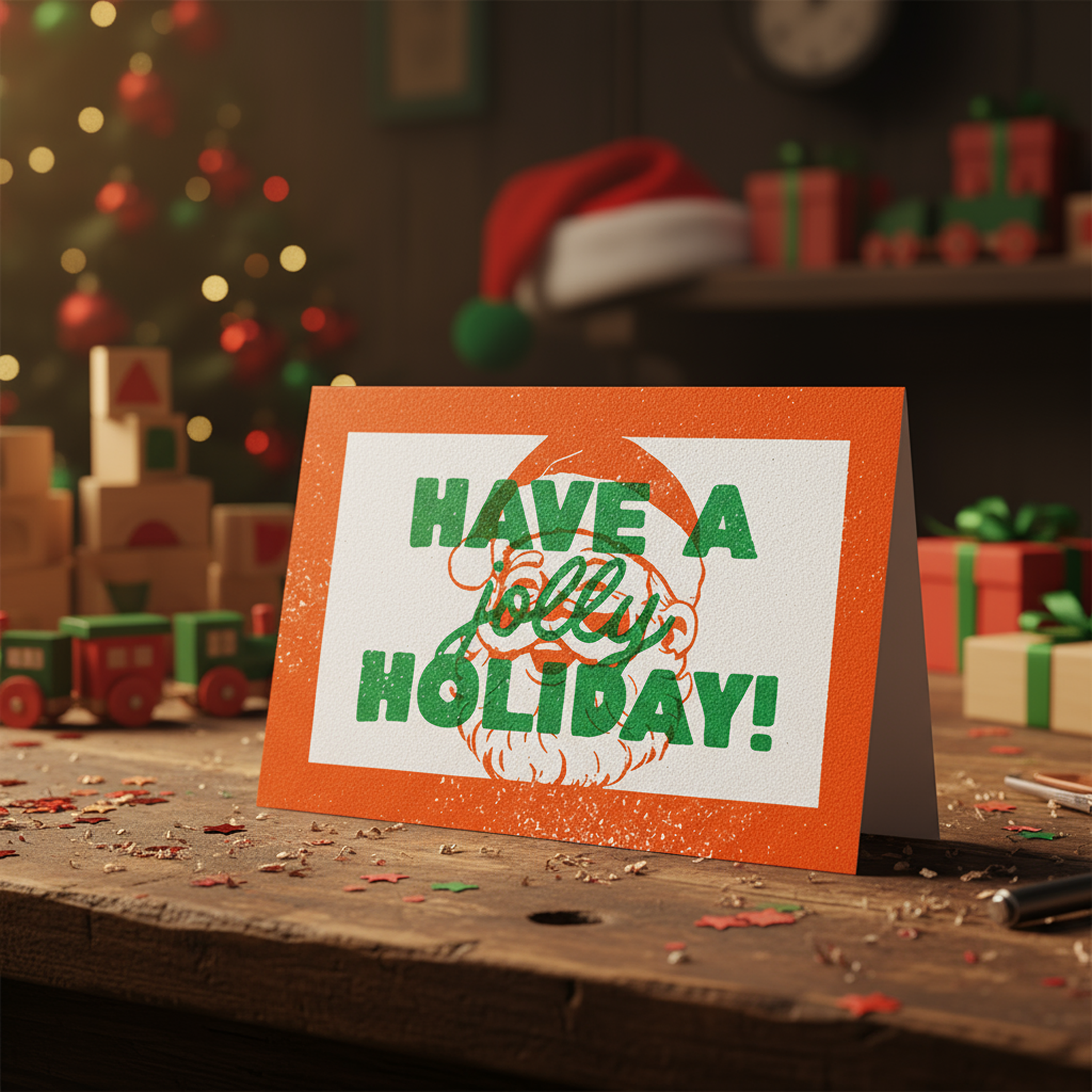 Have a Jolly Holiday! Risograph Style Holiday Cards | Pack of 10