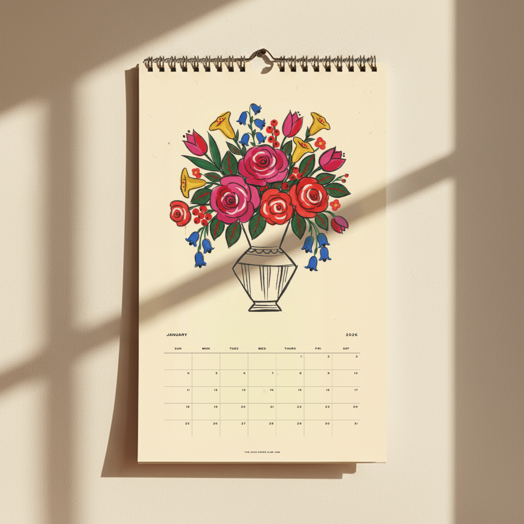 2026 Folk Bouquet Wall Calendar | 12 Months