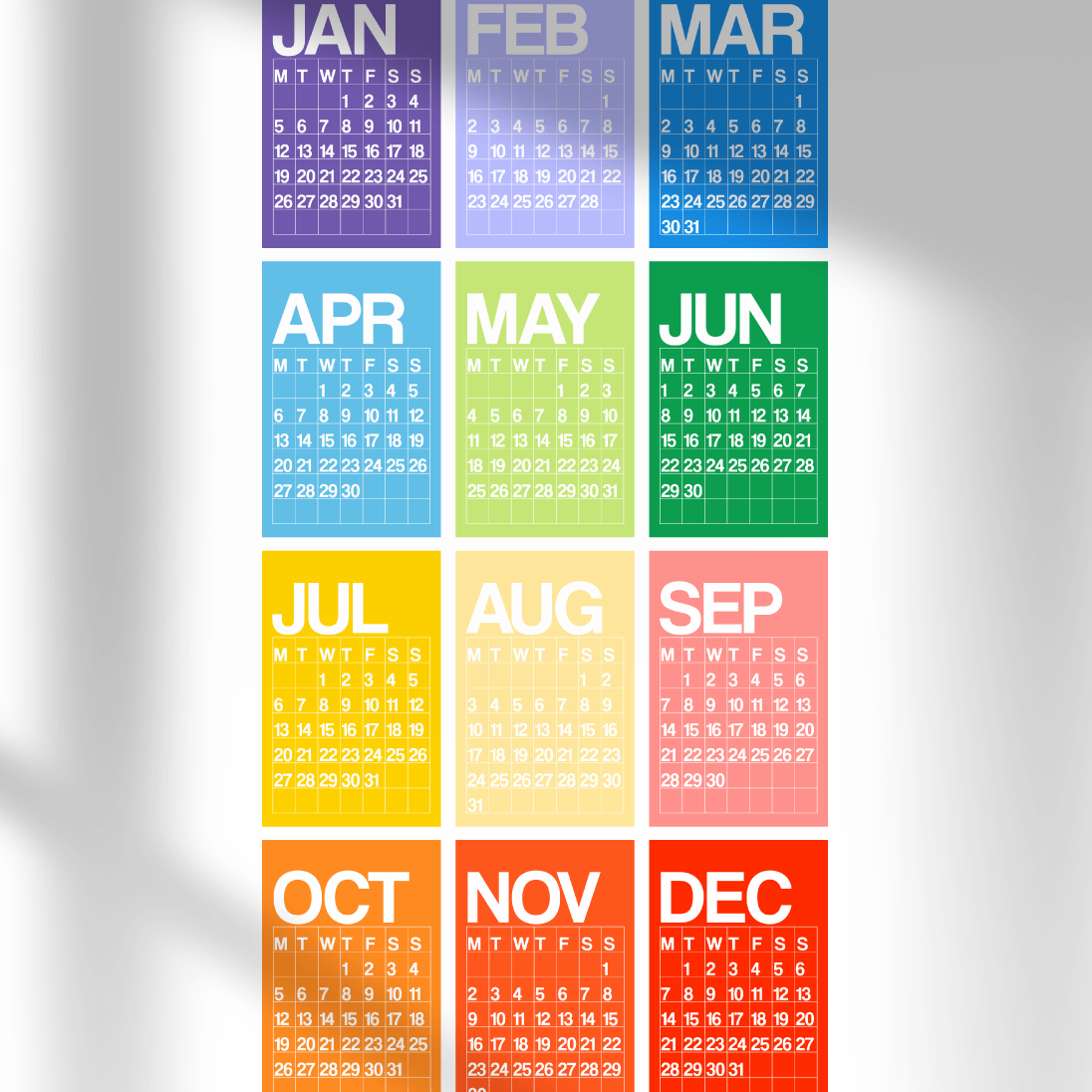 2026 Twelve-Month Wall Calendar | Rainbow