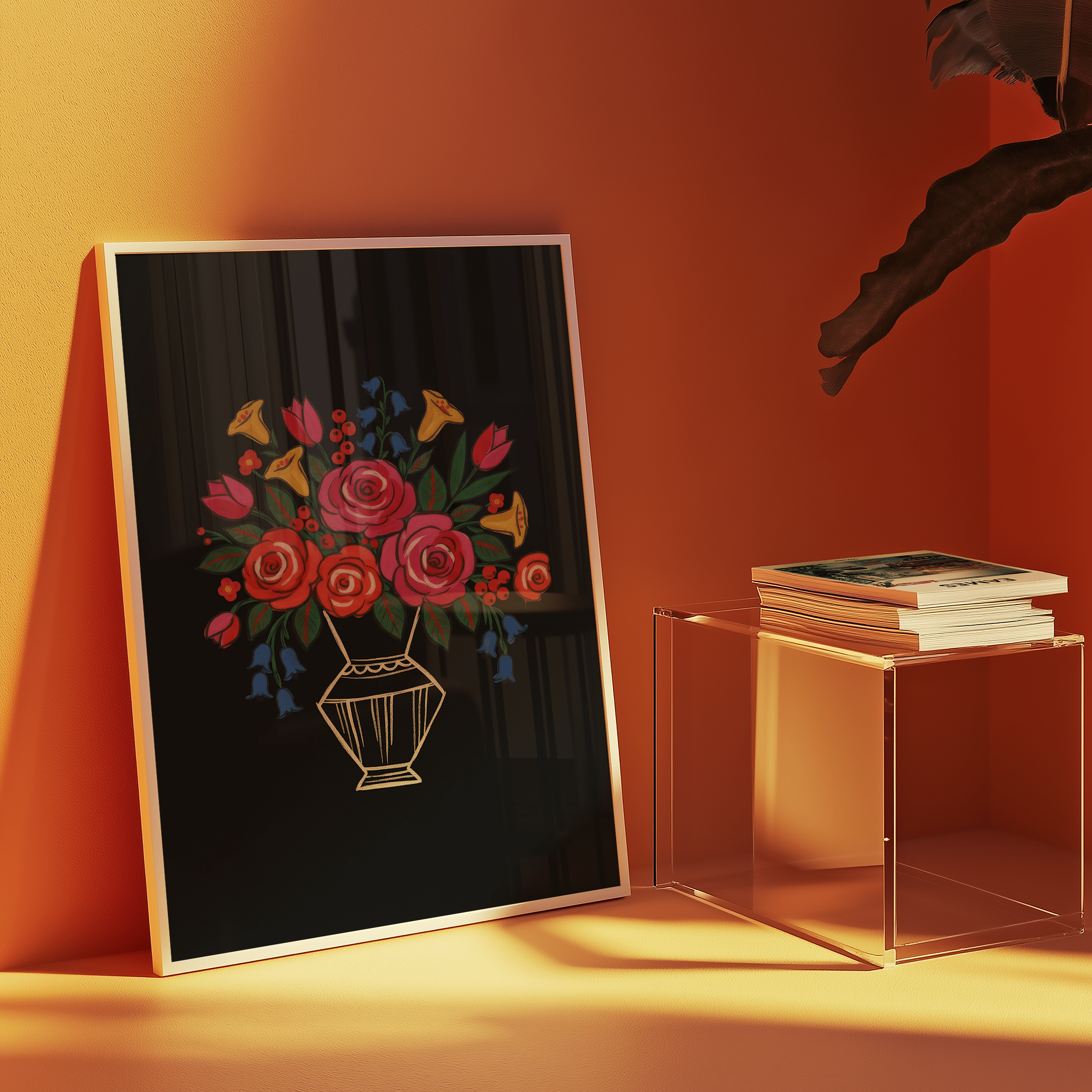 Folk Bouquet floral wall print by The Good Paper Club on white background