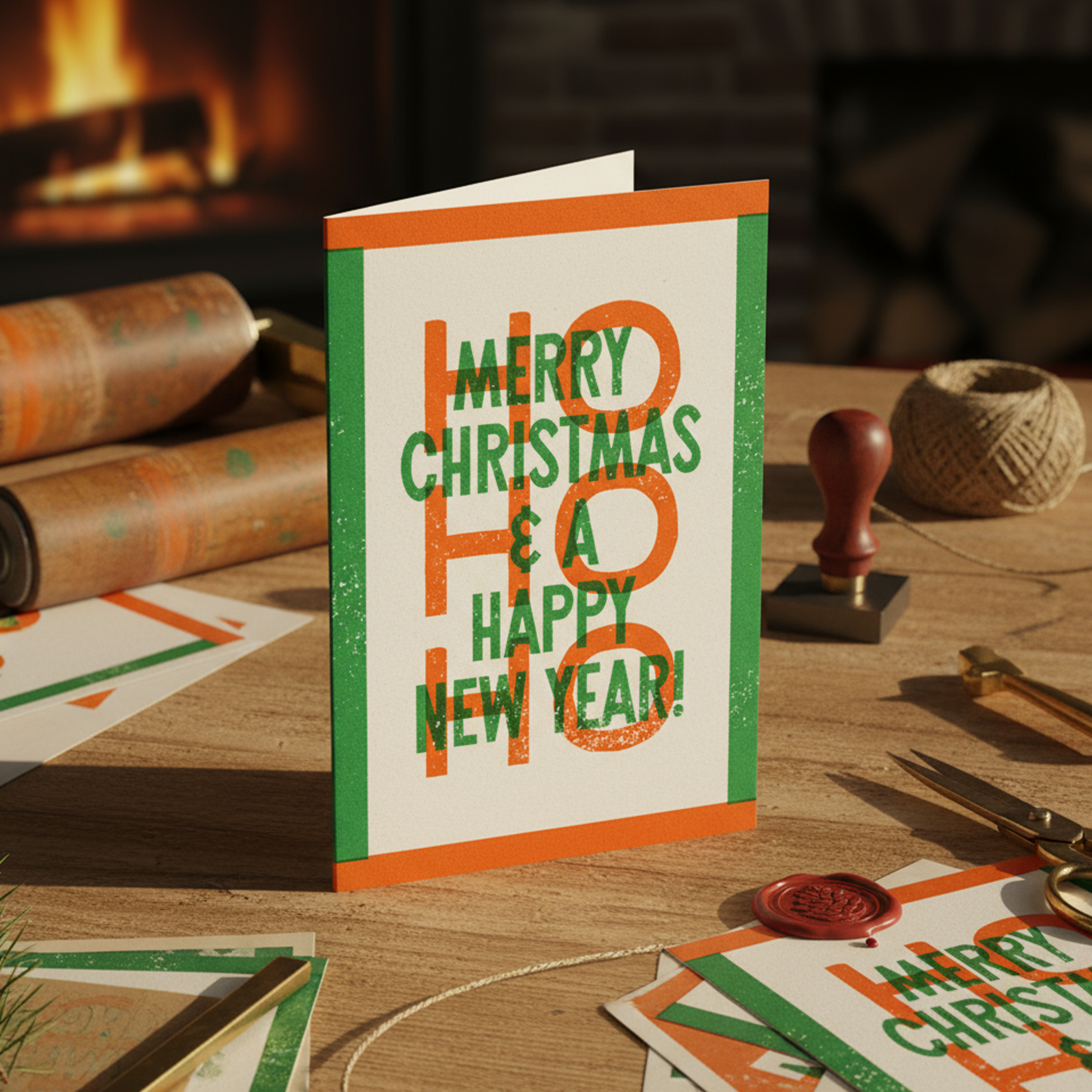 HOHOHO Risograph Style Holiday Cards | Pack of 10