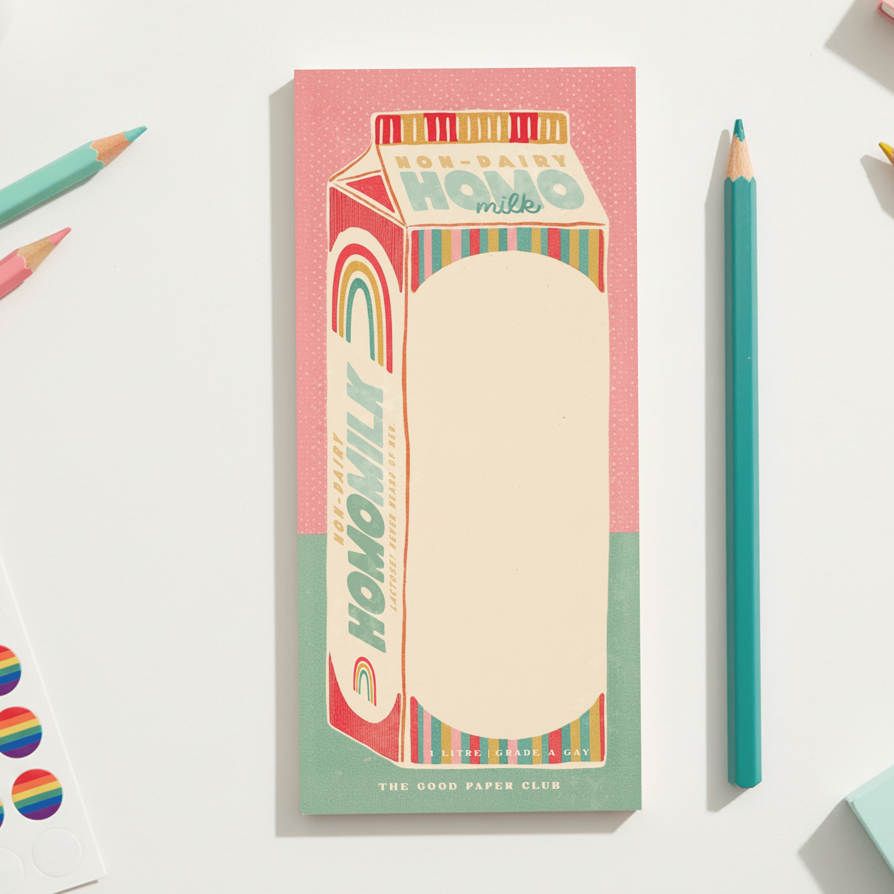 Homo Milk Pride Notepad | 3.8x7.8 inches