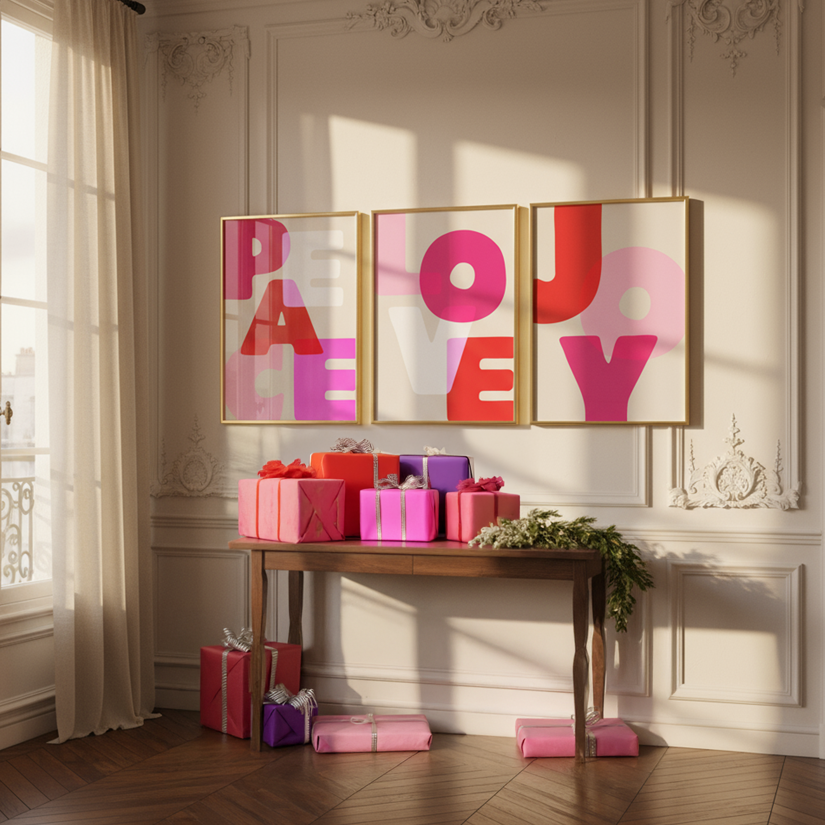 PEACE, LOVE, JOY | Bright & Bold Holiday Wall Print TRIO