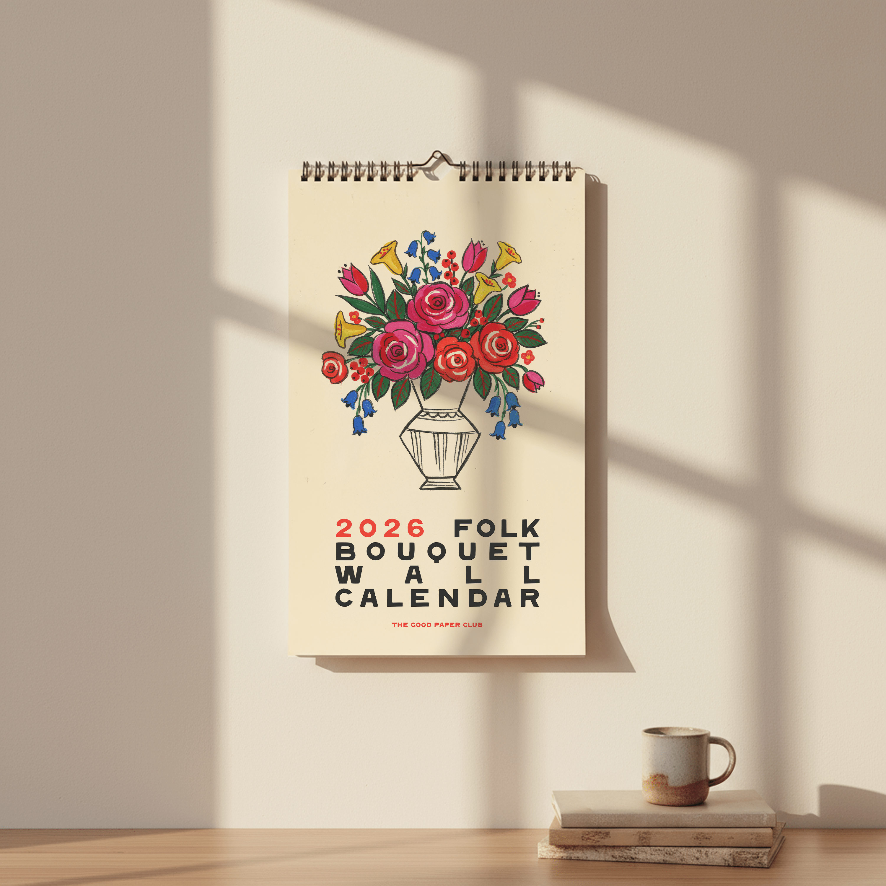 2026 Folk Bouquet Wall Calendar | 12 Months