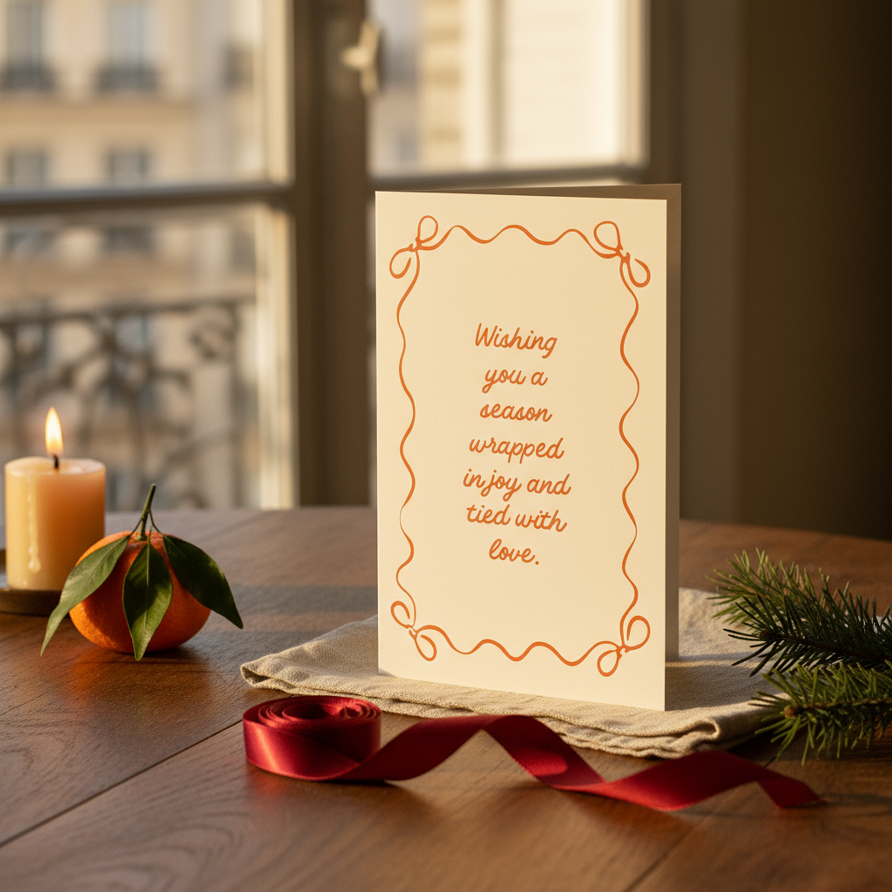 Wishing You A Season Wrapped In Joy and Tied With Love | Pack of 10 Holiday Cards
