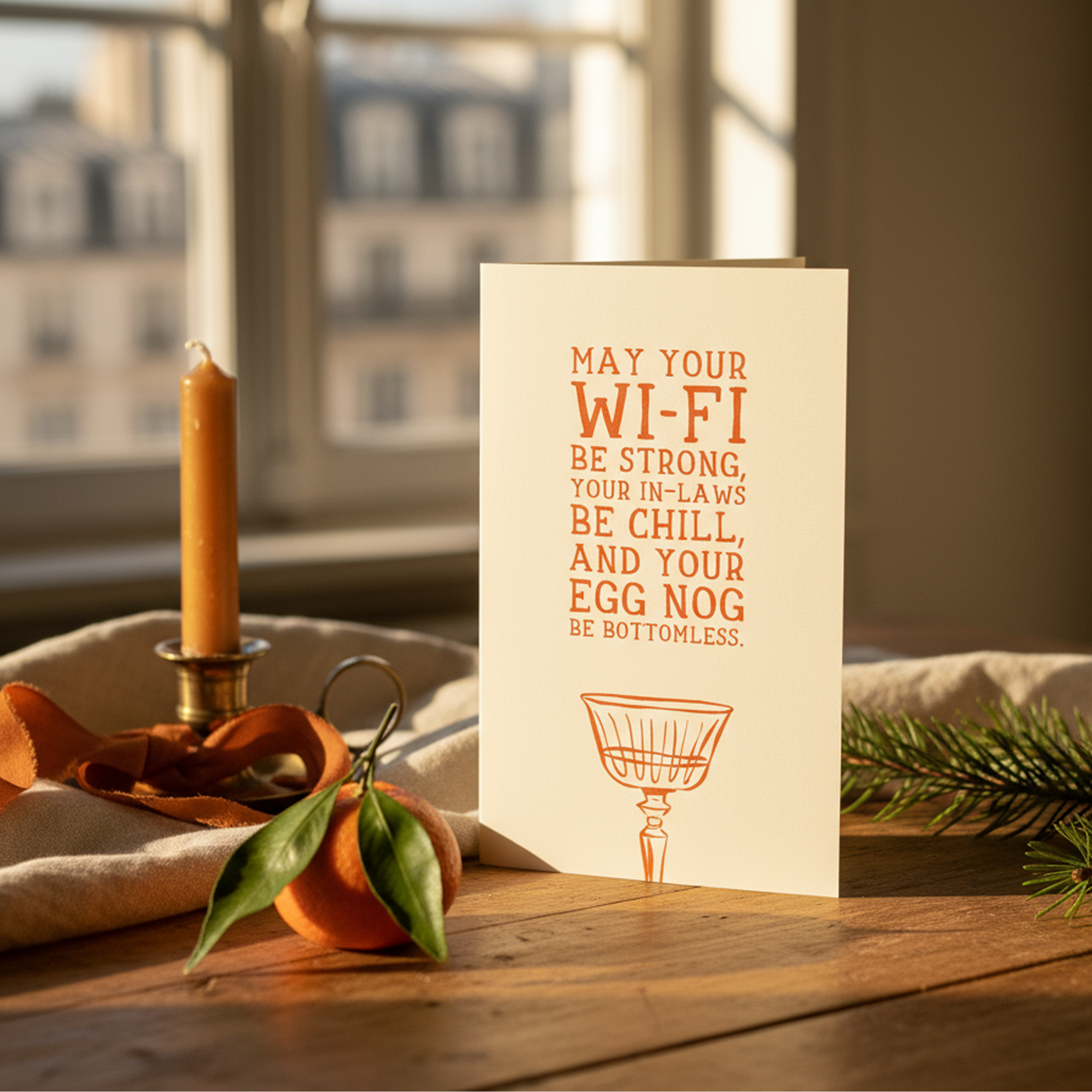 Wi-Fi, In-Laws & Egg Nog Holiday Card | Pack of 10 Holiday Cards