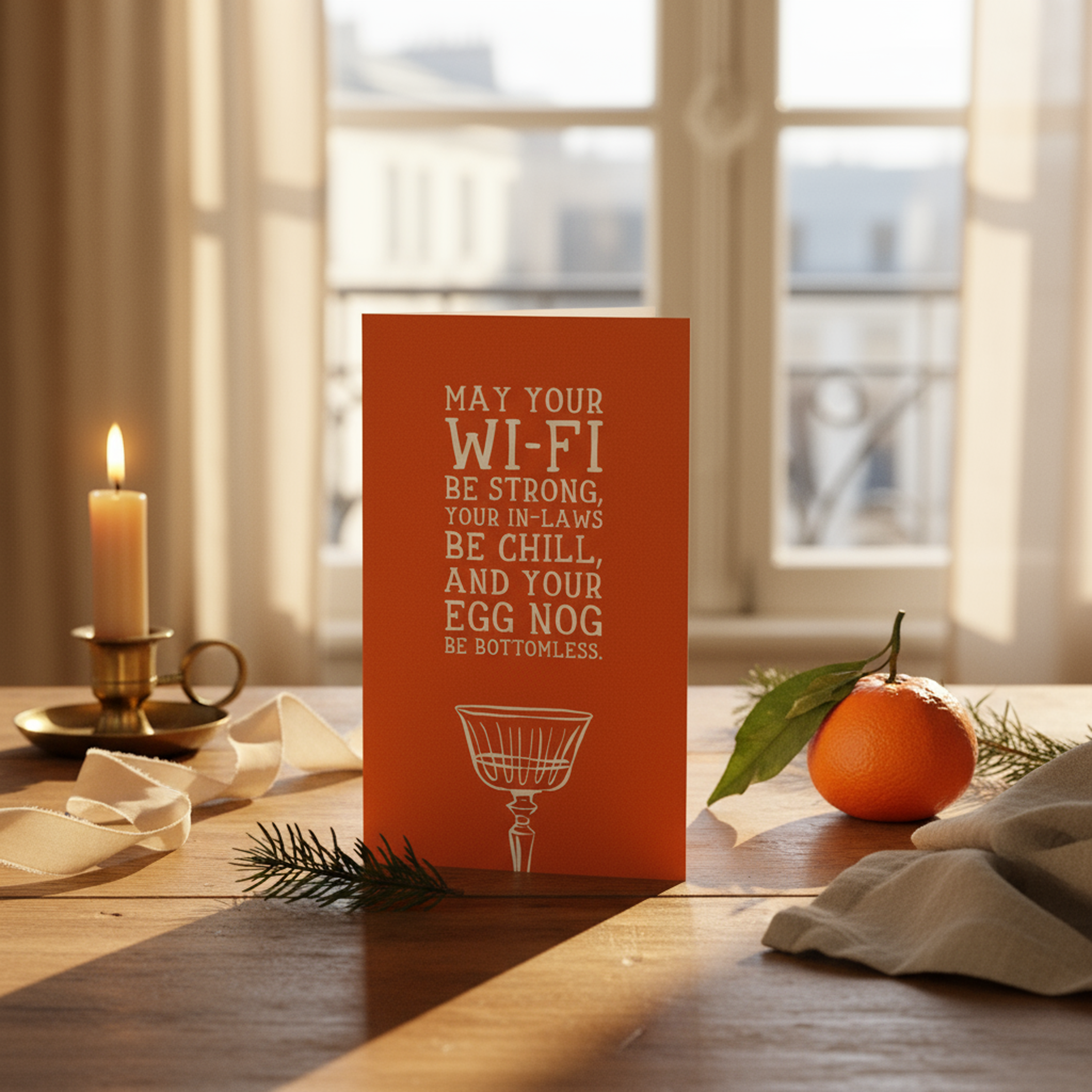 Wi-Fi, In-Laws & Egg Nog Holiday Card | Pack of 10 Holiday Cards