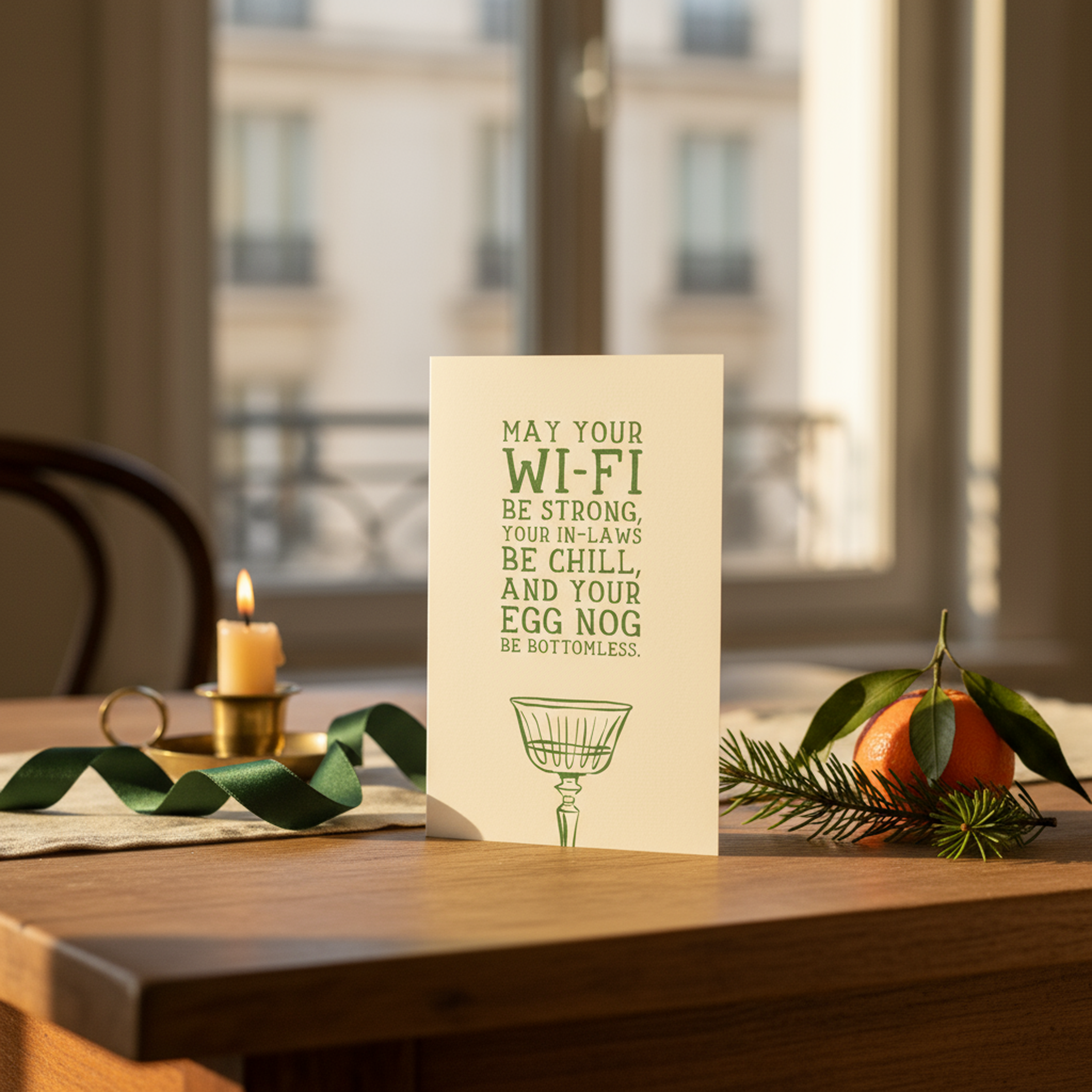 Wi-Fi, In-Laws & Egg Nog Holiday Card | Pack of 10 Holiday Cards