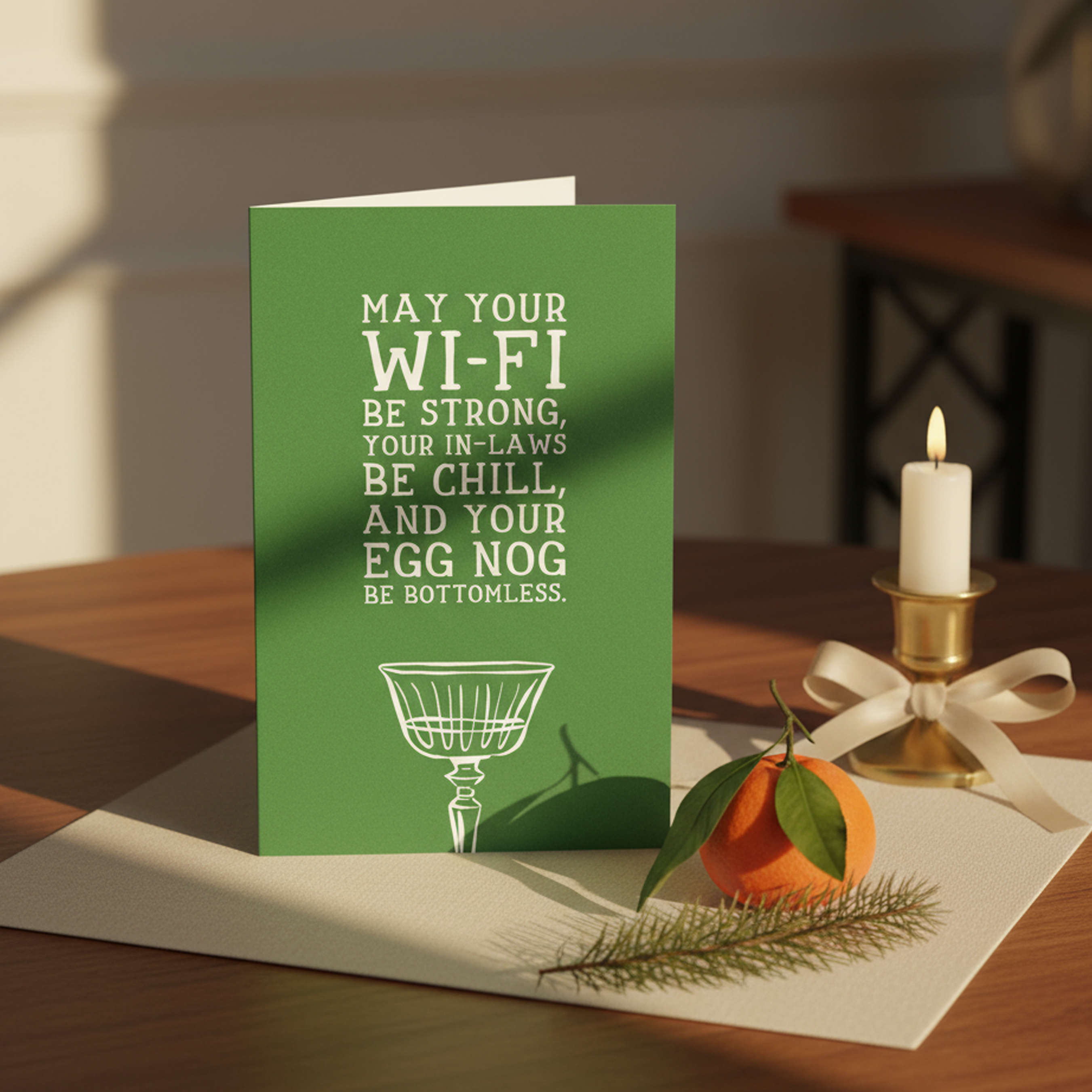 Wi-Fi, In-Laws & Egg Nog Holiday Card | Pack of 10 Holiday Cards