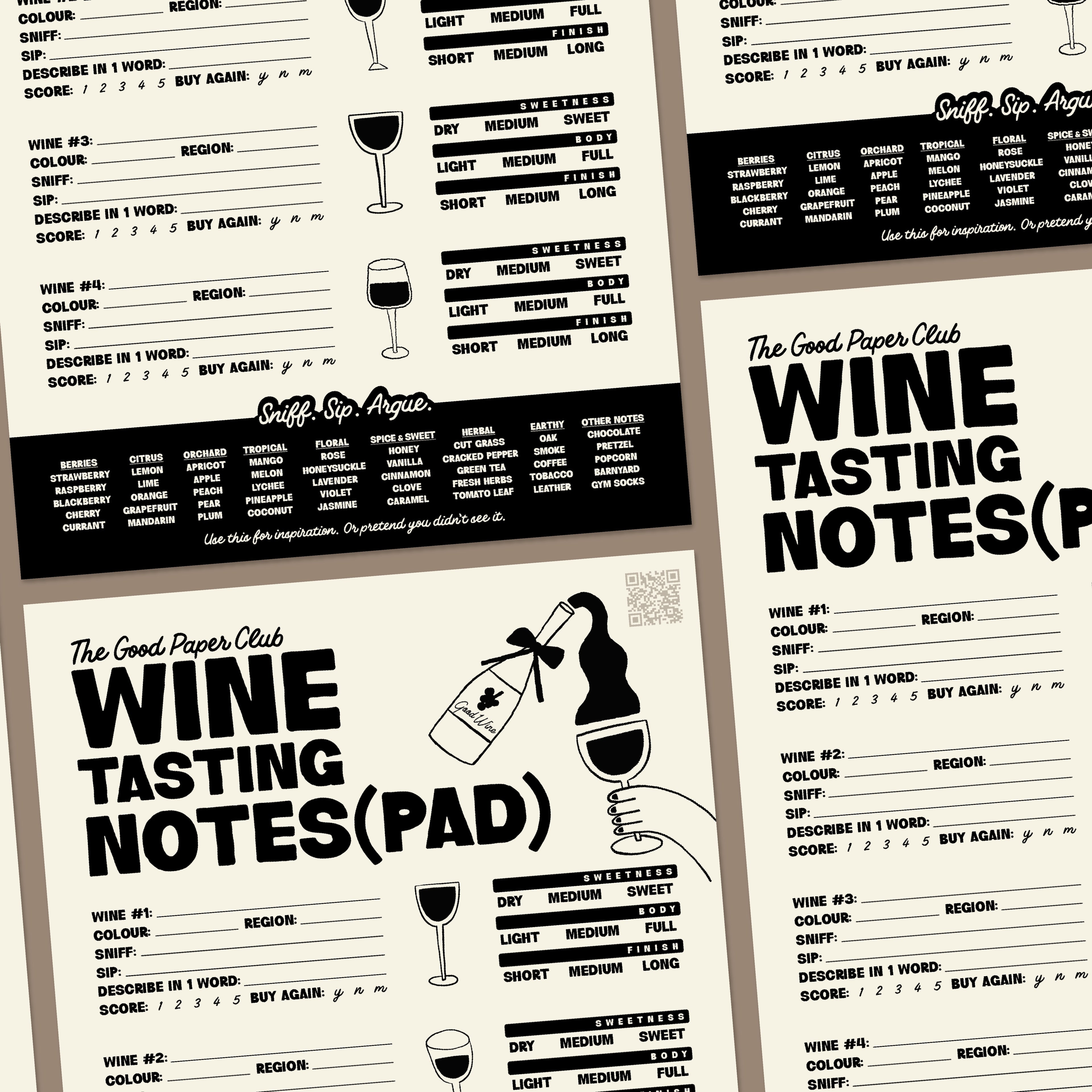 Wine Tasting Notes (pad) | For Dinner Parties, Date Nights, and Unqualified Opinions