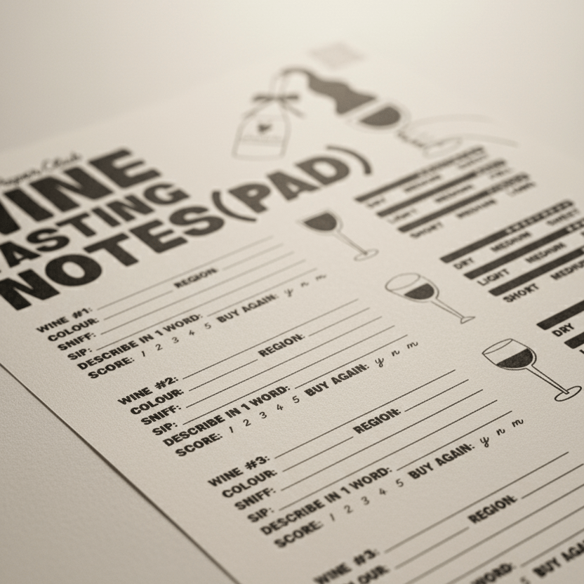 Wine Tasting Notes (pad) | For Dinner Parties, Date Nights, and Unqualified Opinions