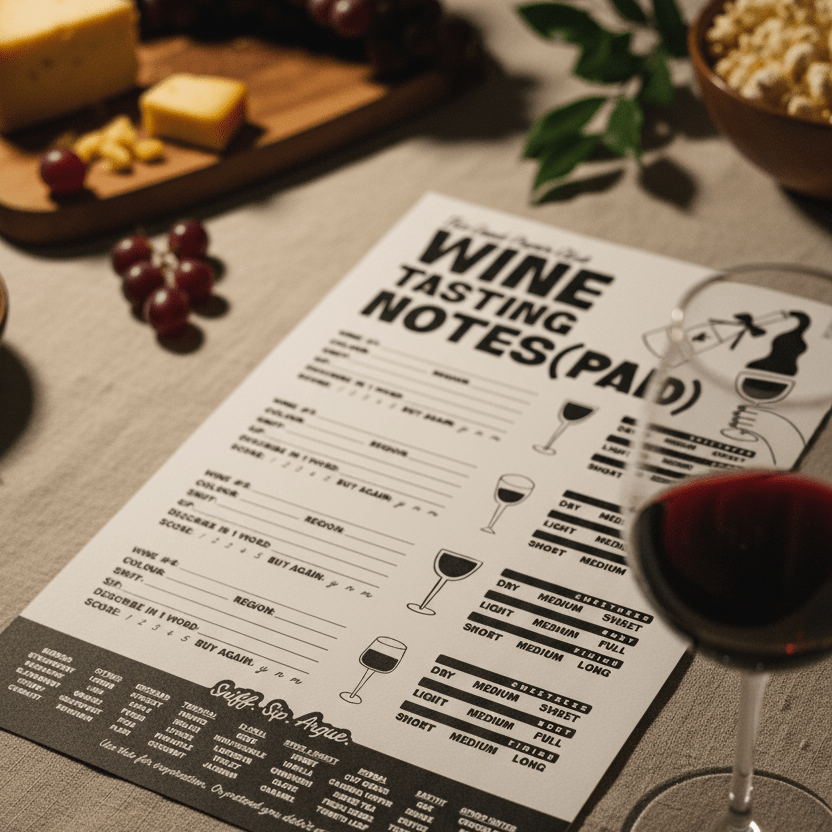 Wine Tasting Notes (pad) | For Dinner Parties, Date Nights, and Unqualified Opinions